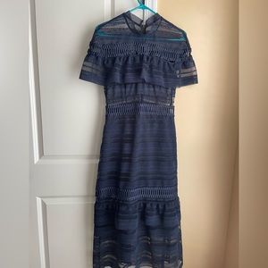 Self portrait lace navy midi dress